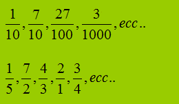 Frazioni decimali e frazioni ordinarie