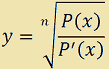 y uguale radice ennesima di P(x)/P'(x)