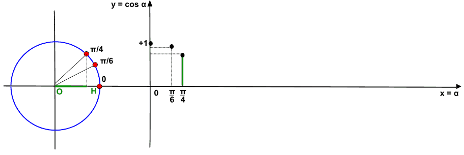Rappresentazione grafica della funzione coseno