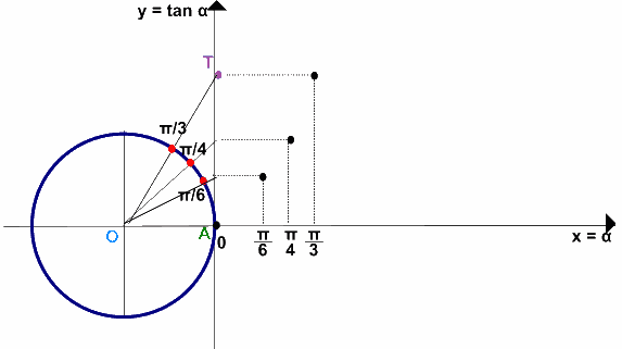 Rappresentazione grafica della funzione tangente