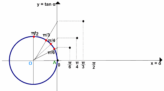 Rappresentazione grafica della funzione tangente