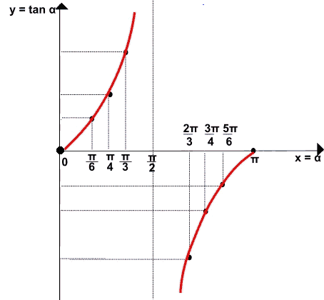 Grafico della funzione tangente