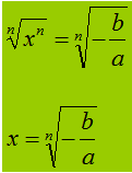 Risoluzione equazione binomia