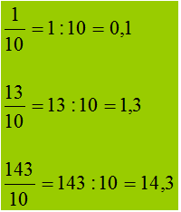 Trasformazione di frazioni decimali in numeri decimali