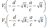 Vertici iperbole omografica