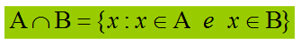 A intersecato B è l'insime degli elementi x tali che x appartiene ad A e x appartiene a B