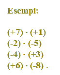 esempi di moltiplicazione di numeri relativi