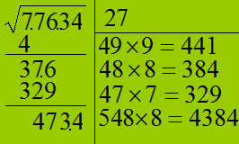 Estrazione della radice quadrata di un numero intero