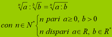 Quoziente di radicali aventi lo stesso indice