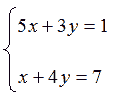 Risoluzione di un sistema lineare di due equazioni con due incognite con metodo di sostituzione