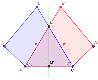 N' ed M' punti di intersezione tra la retta r e la figura F'