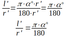 Relazione tra ampiezza dell'angolo al centro e lunghezza dell'arco corrispondente