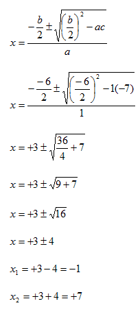 Formula risolutiva ridotta