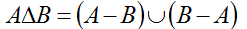 Differenza simmetrica tra A e B = (A -B) unito con (B - A)