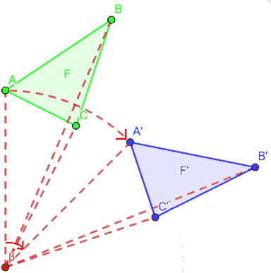 Rotazione R di centro O, di ampiezza beta e di verso orario